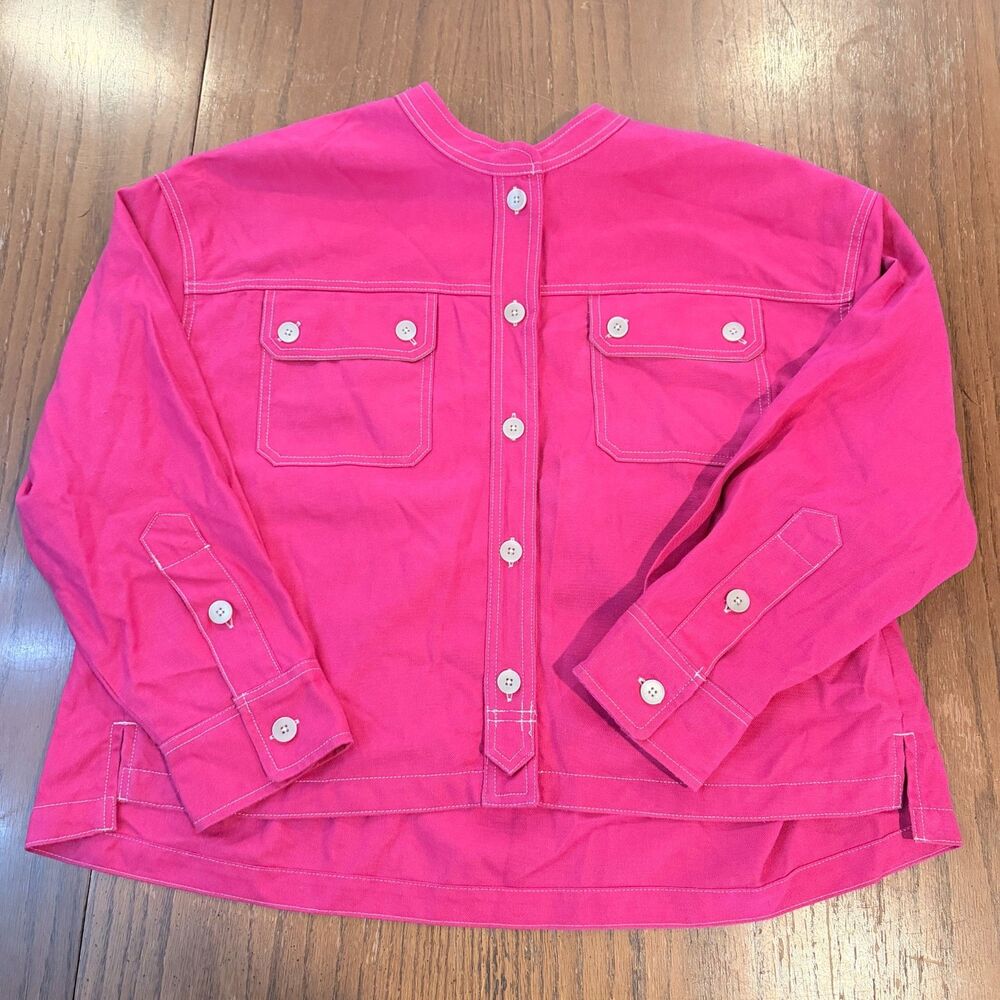 Banana Republic XL Passion Pink Neon Hemp Blend Shirt Jacket Utility Shacket